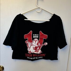True Religion Cropper T-shirt Black ~21.5” pit to pit